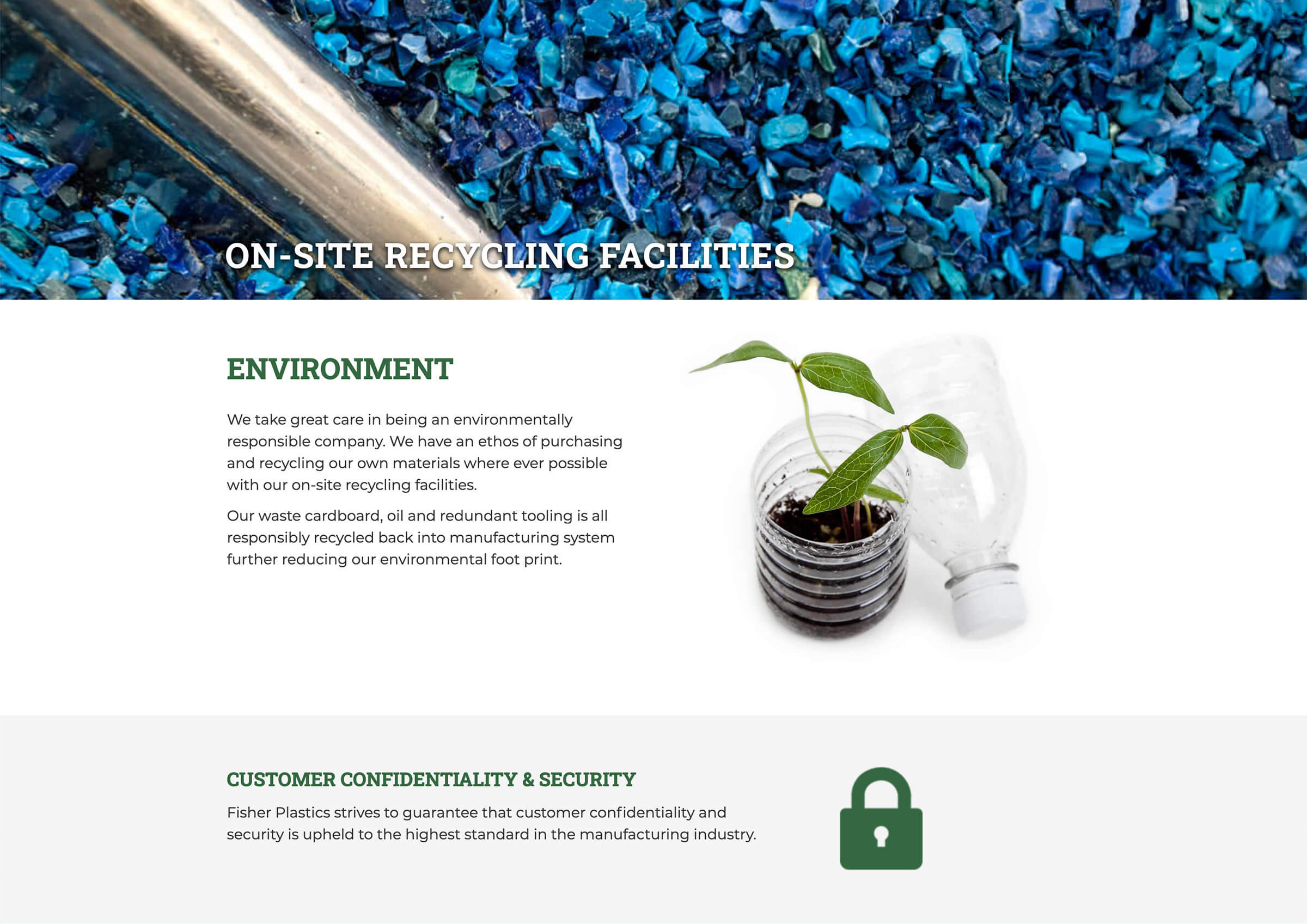 Fisher Plastics Environment web page example