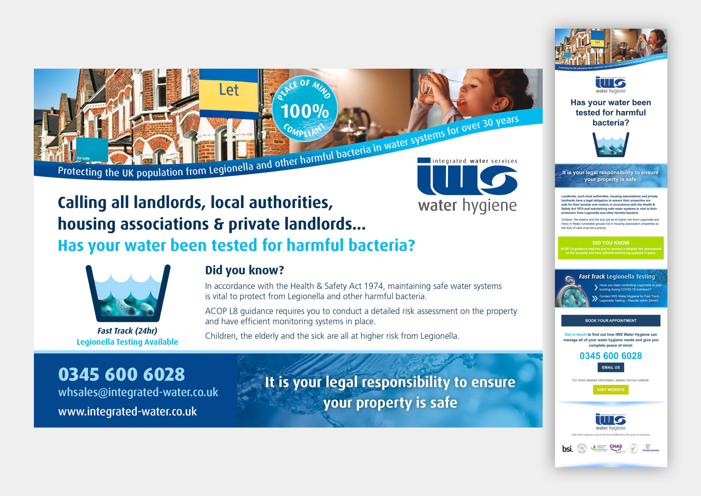 Integrated Water Services social media advert and email campaign designs