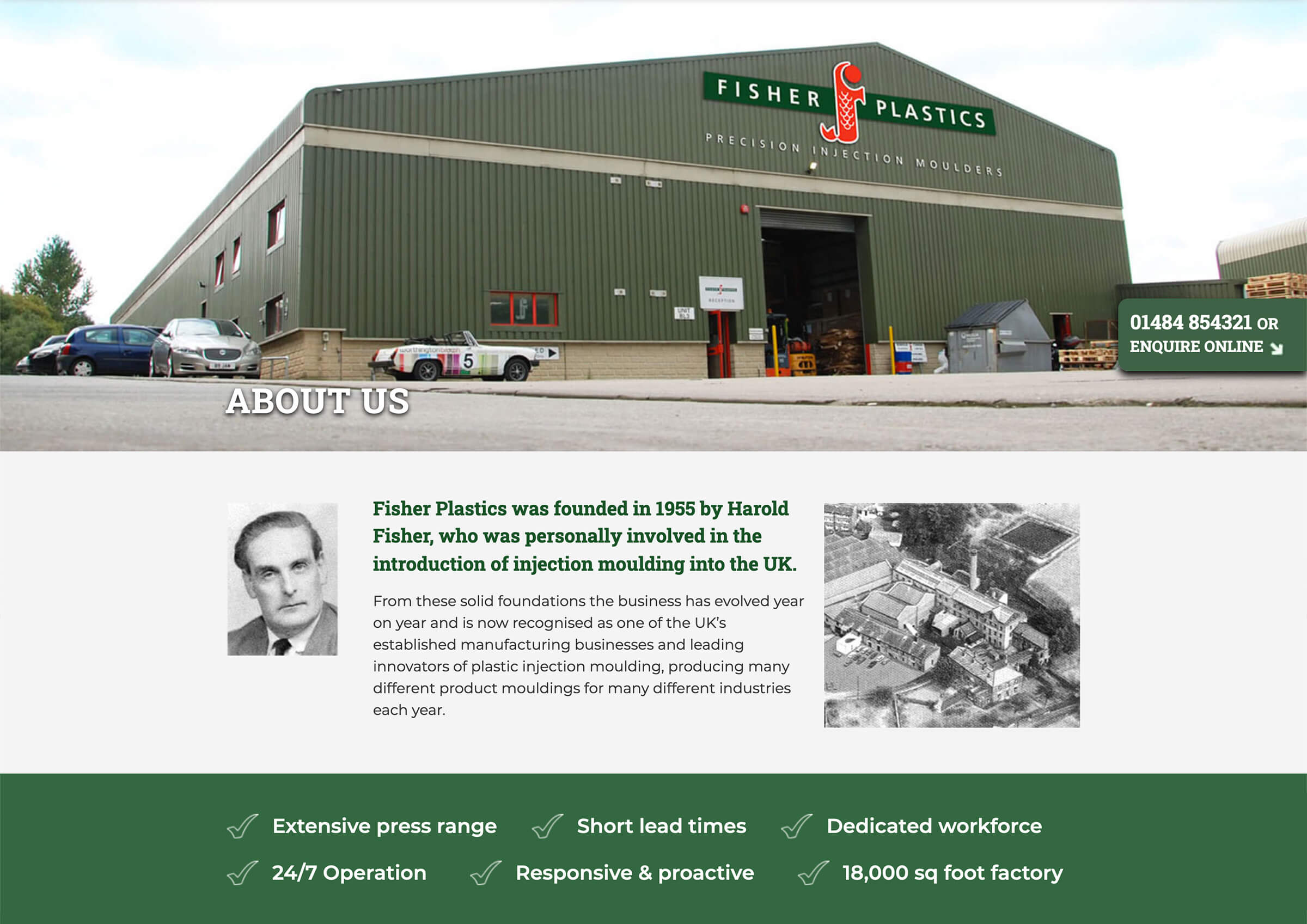 Fisher Plastics About Us web page example