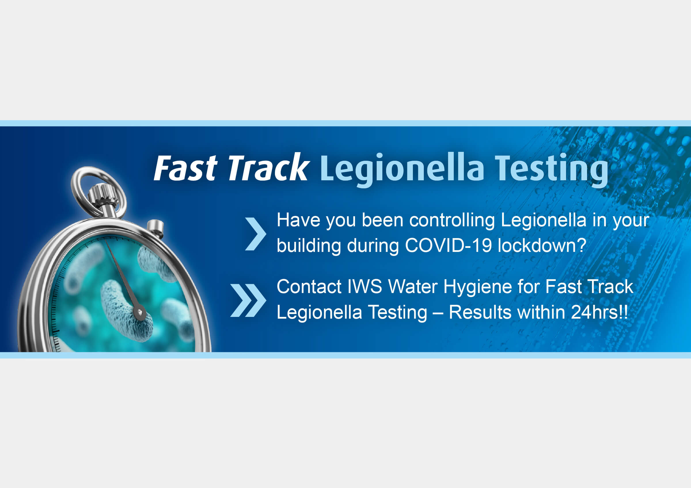 Integrated Water Services email campaign design Legionella advert