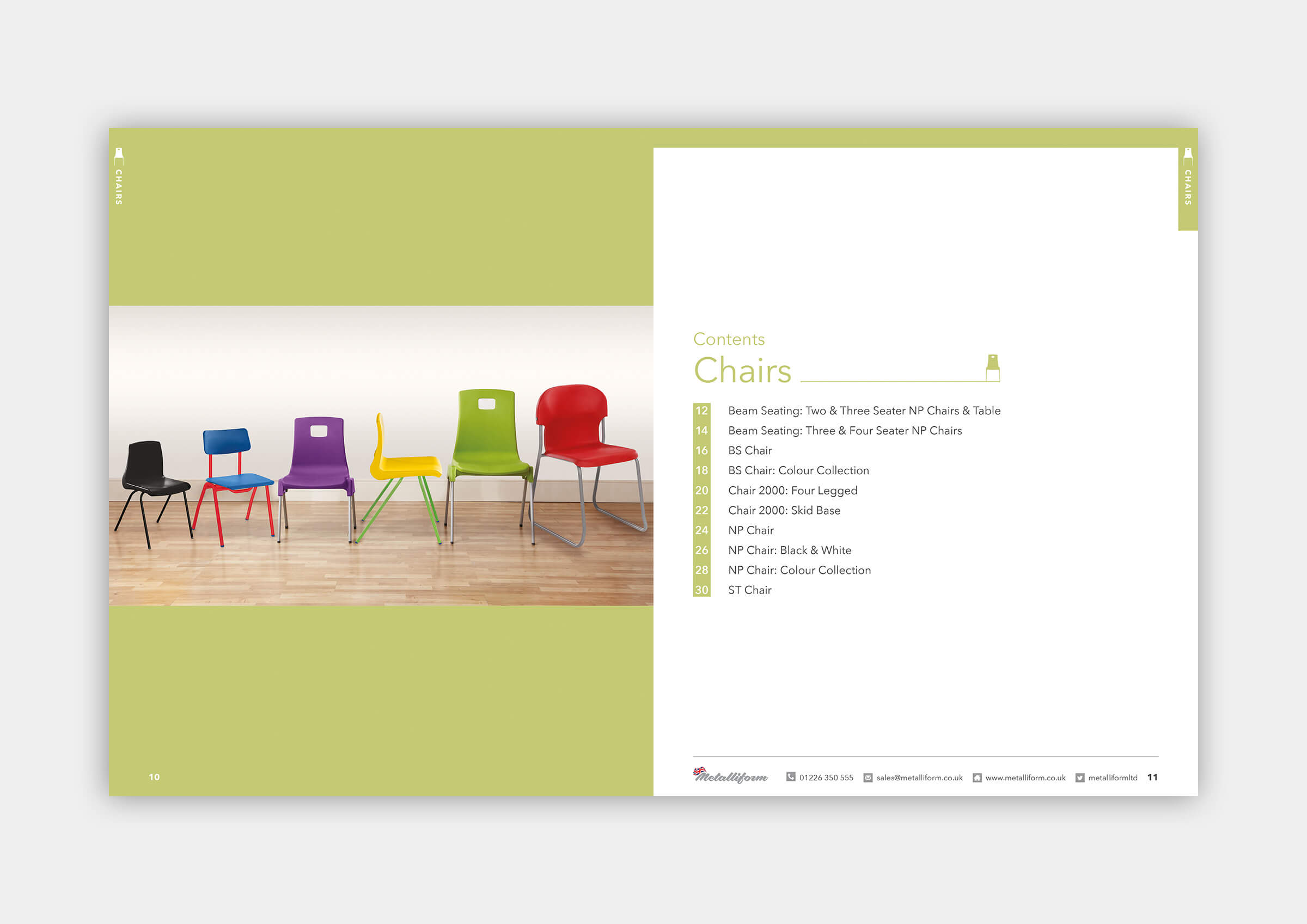 Metalliform product catalogue chair section