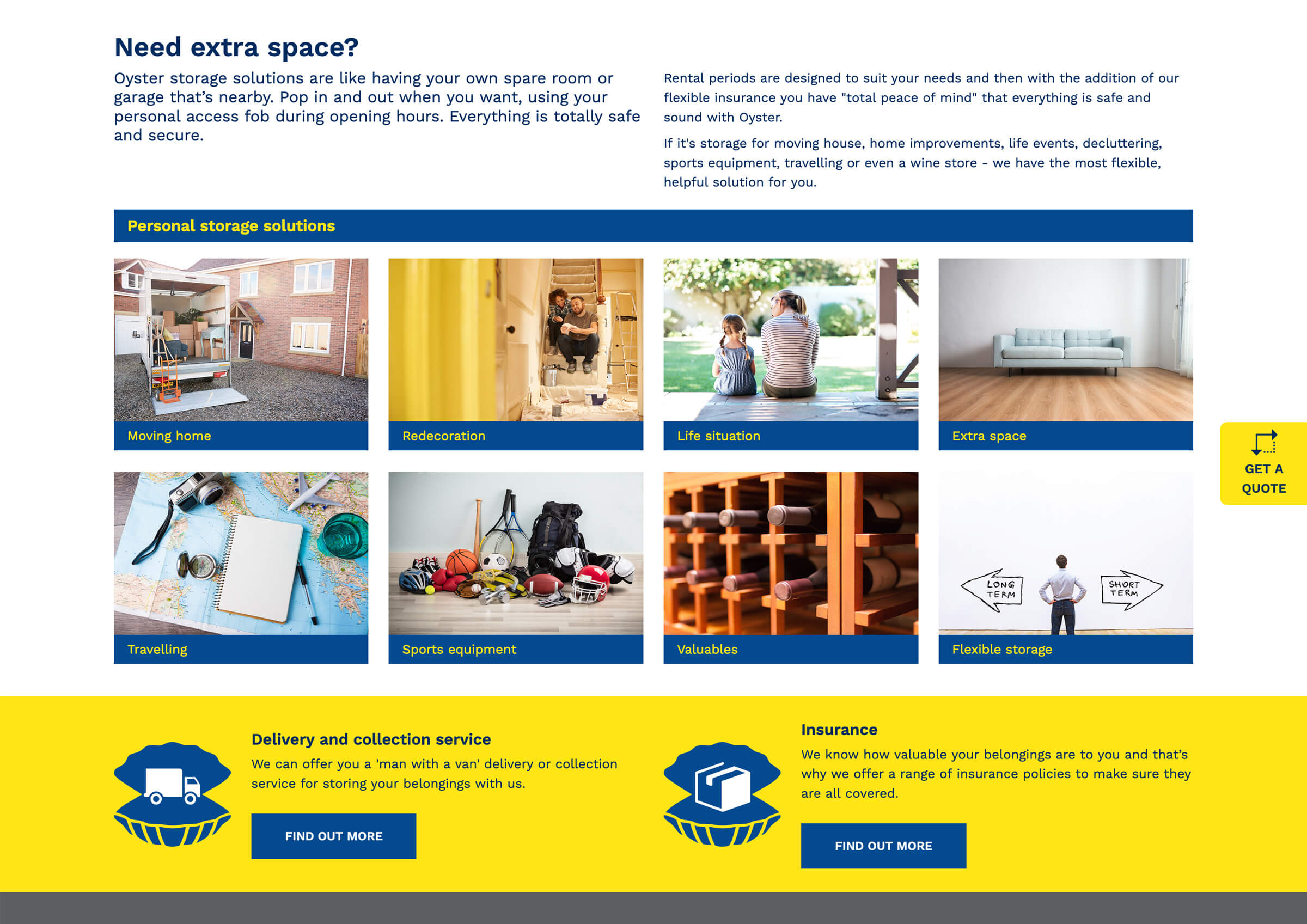 Oyster Self Storage website design example