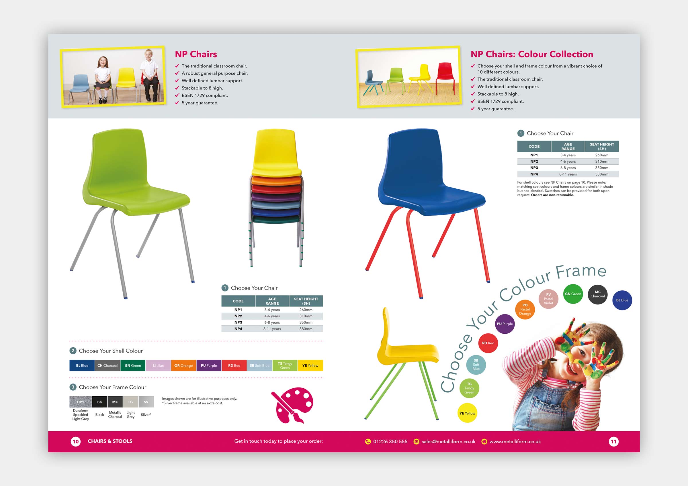 Nursery and primary furniture range brochure chairs