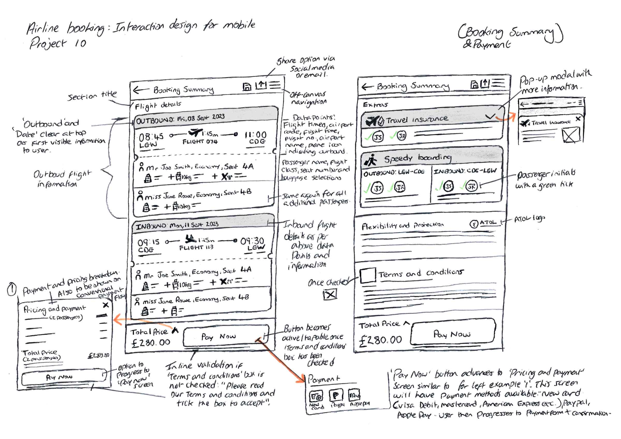 Airline start up app interaction design for mobile